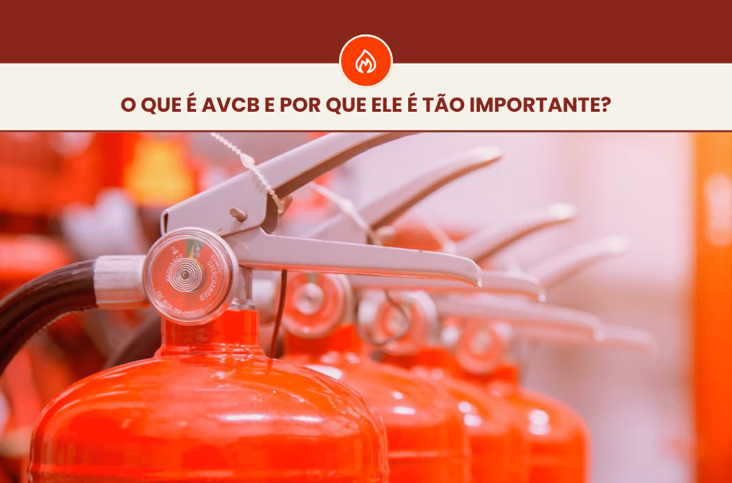 AVCB Corpo de Bombeiros MG 19 Extintores de incêndio alinhados em destaque. No topo: O que é AVCB e por que ele é tão importante?